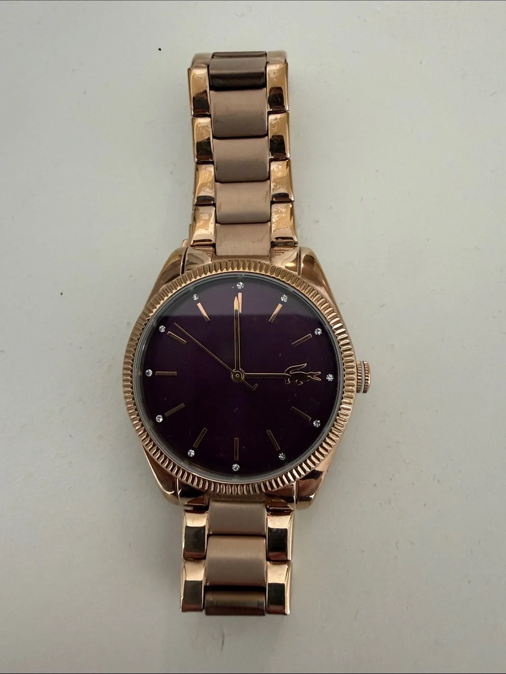 Lacoste Rose Gold Bracelet Watch with Purple Dial